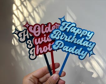 Custom Birthday Cake Topper Funky Cake Topper Personalised Name Birthday Party Decor Unique Cake Decoration Retro Style Topper Custom Colors
