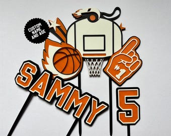 Basketball Player Custom Birthday Cake Topper Basketball Personalised Name Age Cake Decoration Hobby Cake Topper Set Sport Custom Name Age