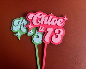 Custom Cake Topper For Birthday Funky Cake Topper Personalised Name Party Decor Unique Cake Decoration Retro Style Topper Custom Colors Fun