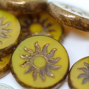 22mm Sun Coin Pumpkin with Bronze Finish. 2 Beads