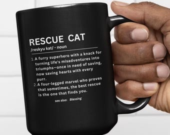 Rescue Cat Dictionary Entry Coffee Mug | Funny Definition Cup | Kitten Lovers Gift