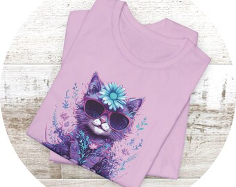 Cottagecore Cat Lover T-Shirt | Artistic Unisex Tee | Colorful Vintage