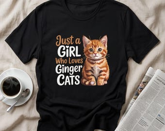 Ginger Cat Lover T-Shirt | Graphic Tee for Kitten Moms & Orange Tabby Kitty Lovers