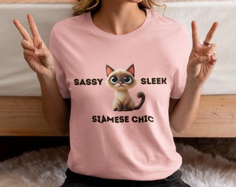 Camiseta con estampado de gato siamés: camiseta unisex atrevida, regalo para amantes de los gatos
