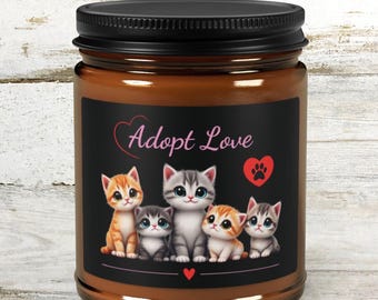 Cat Rescue Soy Candle – "Adopt Love" Gift for Kitten Lovers