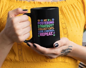 Fostering Cats Coffee Mug — Ceramic “Foster and Adopt” Mug | Gift for Foster Parents & Rescue Volunteers | Coffee Cup for Cat Lovers