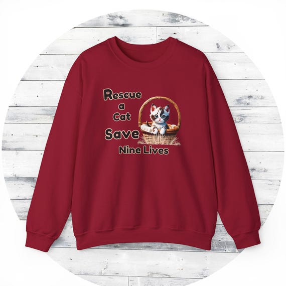 Rescue a Cat Save Nine Lives Shirt, Unisex Crewneck Sweatshirt