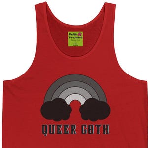 Queer Goth - Black Rainbow Tank - Unisex Jersey Tank, Pride Apparel, Summer Fashion, LGBTQ+ Gift