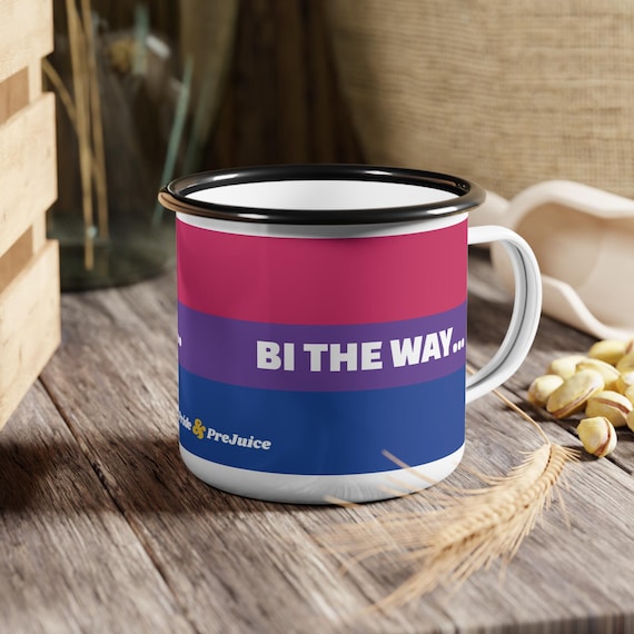 Bi Pride Enamel Camp Mug: 'Bi The Way' Camping Coffee Cup