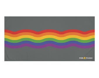 Pride Beach Towel: LGBTQIA Flag, Silky Mink-Cotton Blend