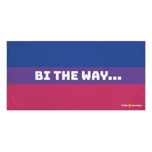 Beach Towel, Bisexuality Flag &#39;Bi The Way&#39; Design, Mink-Cotton Towel, LGBT Pride, LGBTQ+ Gift, Polyester-Cotton, One Size, Silky & Absorbent