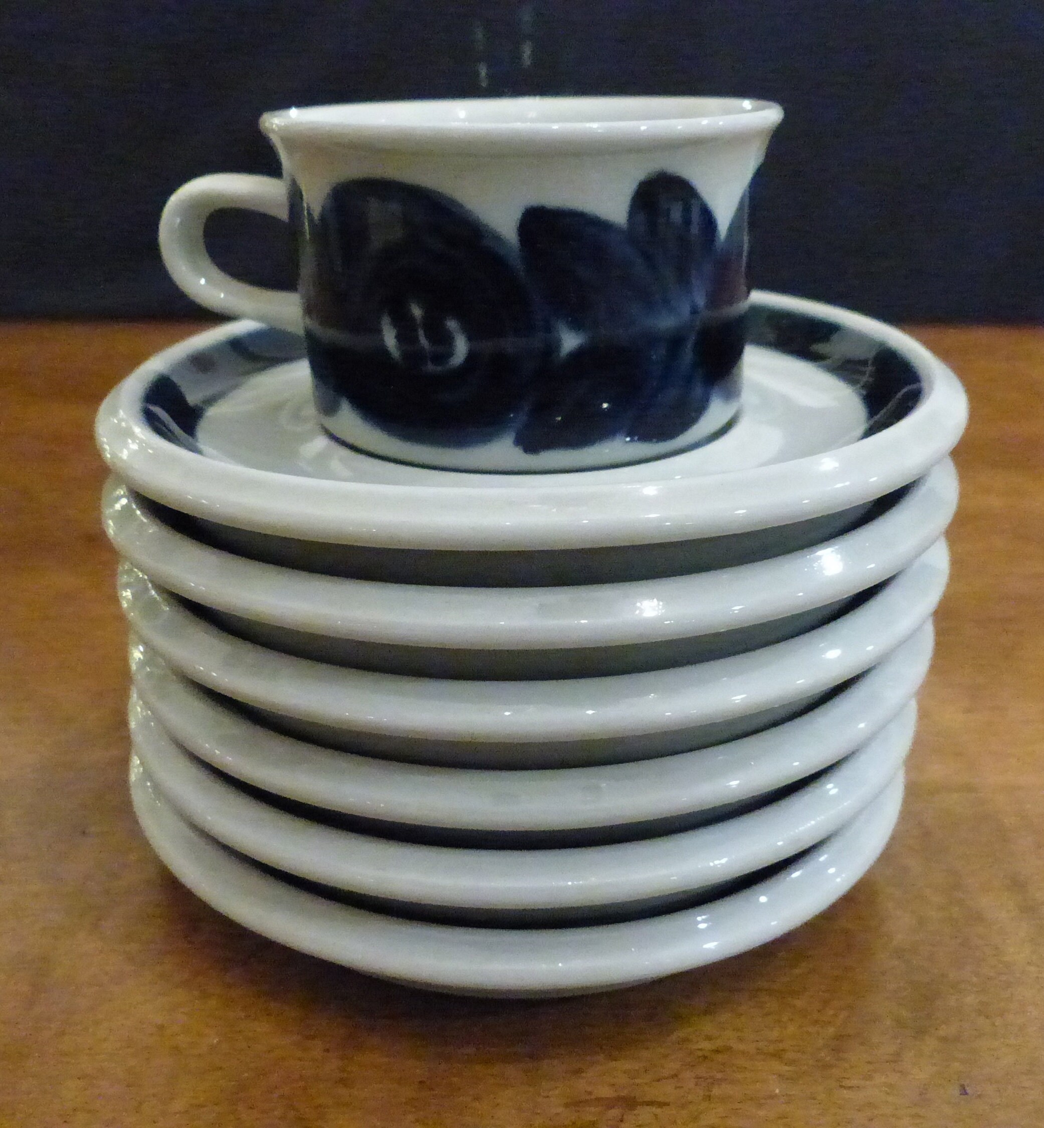 Vintage Arabia Blue Anemone Demitasse Cups - Mid Century Modern 