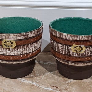 Vintage Mid Century Modern Pottery Plant BPF Heffen Belgium Germany Planter Pot - Set of Two
