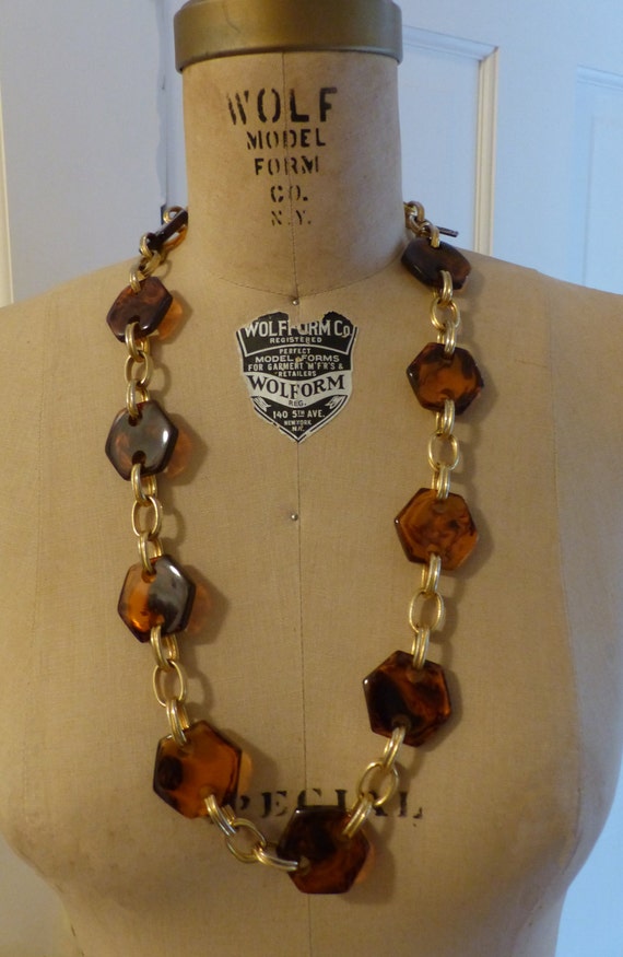 Yves Saint Laurent YSL VINTAGE TORTOISE HEXAGON CHAIN BELT/NECKLACE Vintage-YSL-Modig-Tortoise-  main image 2