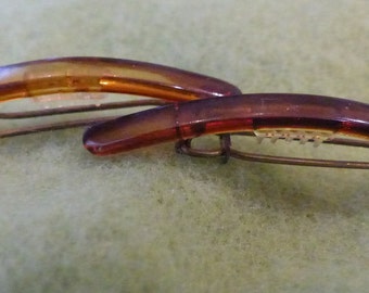 Two Vintage Small French Barrettes - Faux Tortoise