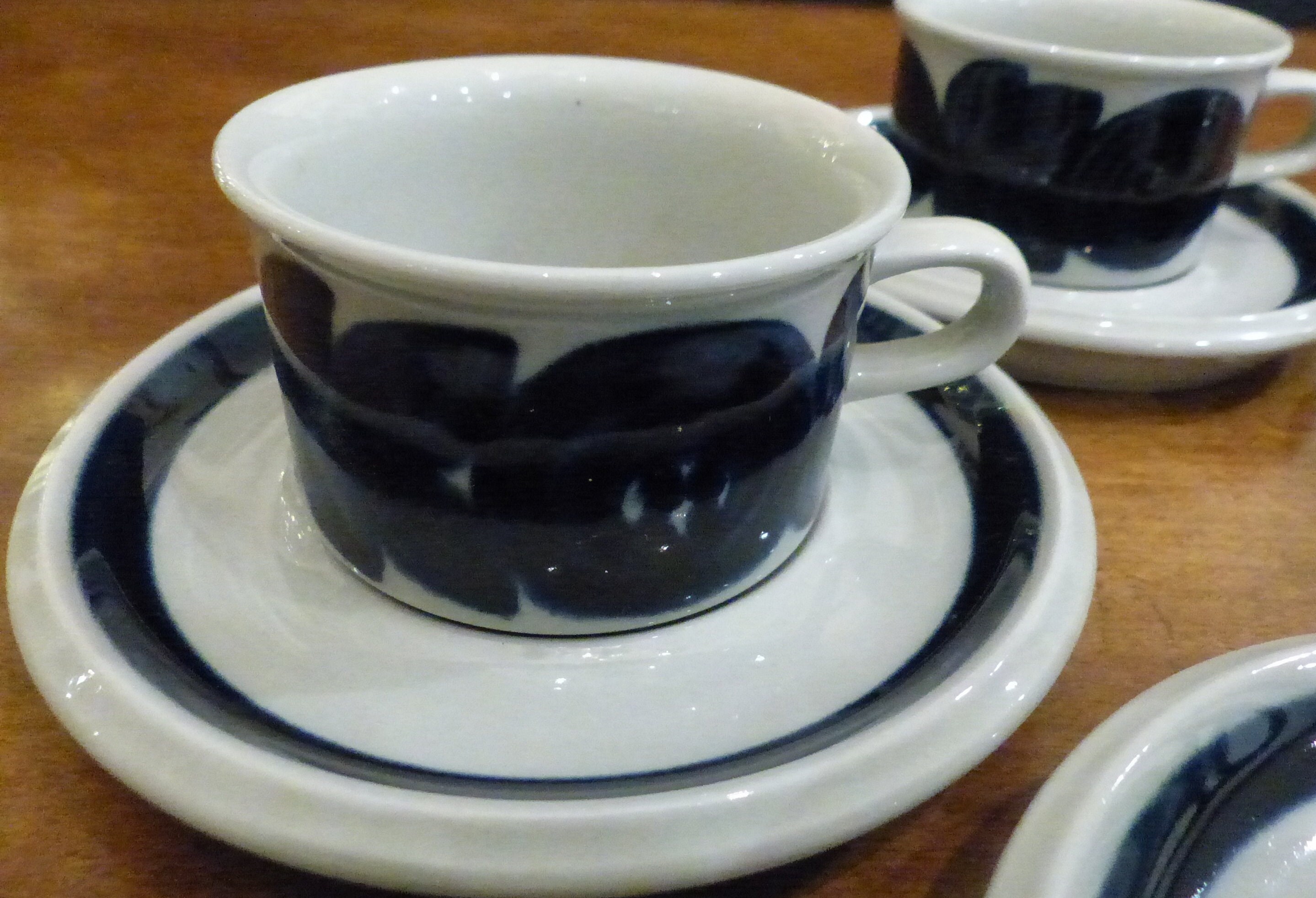 Vintage Arabia Blue Anemone Demitasse Cups - Mid Century Modern 