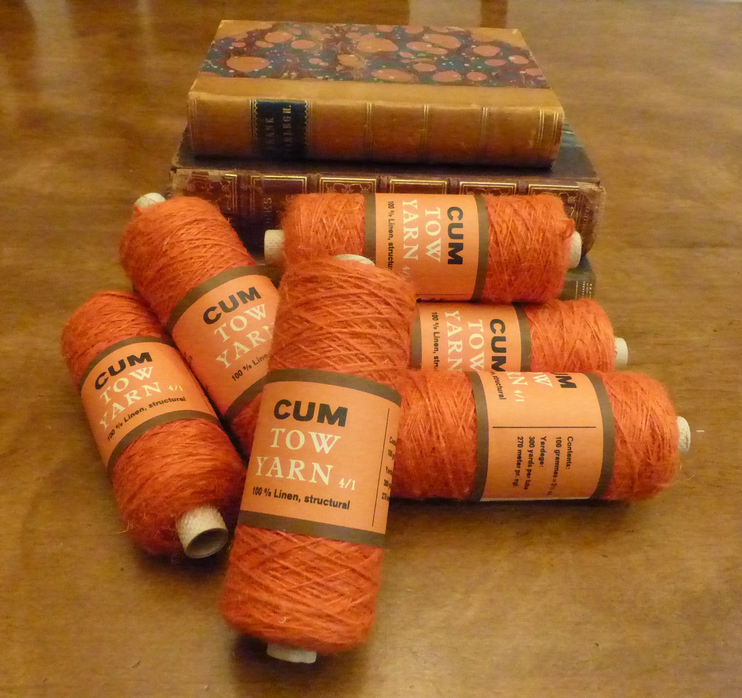 Cum Tow Orange Linen Yarn Six Skeins Made in Sweden - Etsy