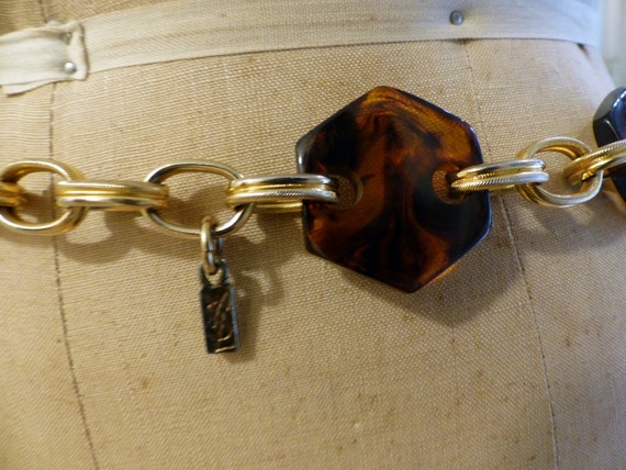 Yves Saint Laurent YSL VINTAGE TORTOISE HEXAGON CHAIN BELT/NECKLACE Vintage-YSL-Modig-Tortoise-  main image 3