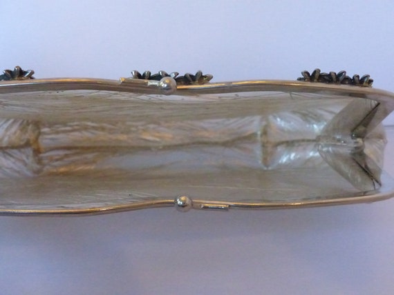 Vintage Silver Tinsel Vinyl Clutch Bag Purse - image 3