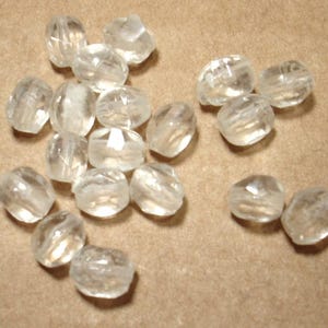 Clear Handmade Glass Faceted Oval 6x5mm Beads Qty 19 - B8785