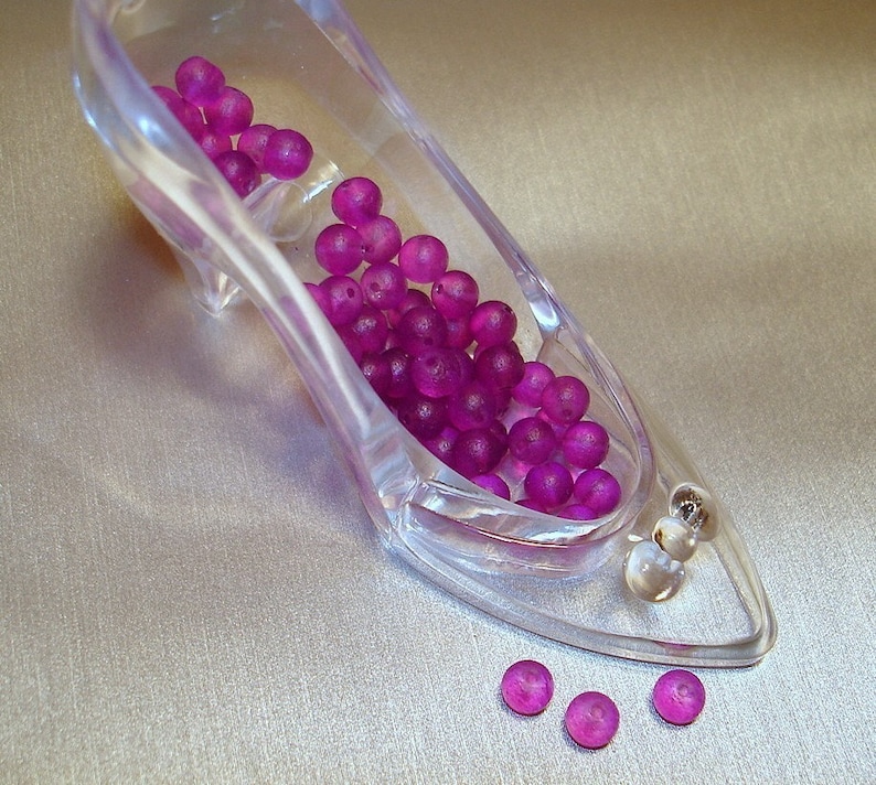 B303 Qty 65 Dark Orchid Frosted Glass Round Beads