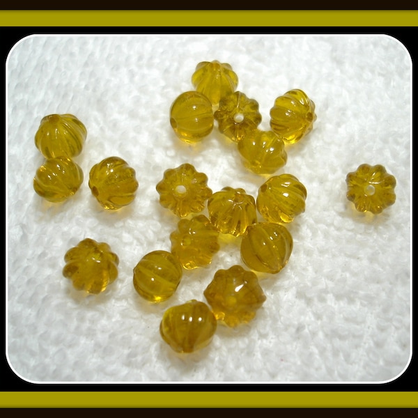 Goldenrod Transparent Handmade Glass Fluted Pumpkin 6mm Beads (Qty 18) - B6603