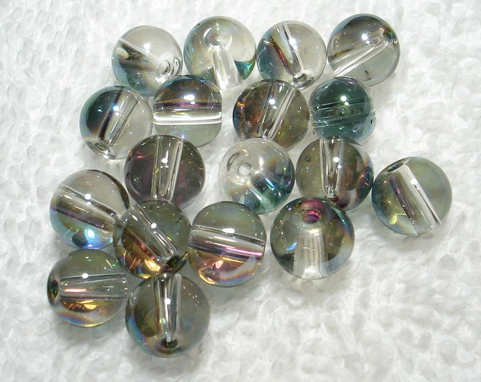 Clear Green Purple Electroplated Crystal Glass Round 8mm Beads (qty 18 ...