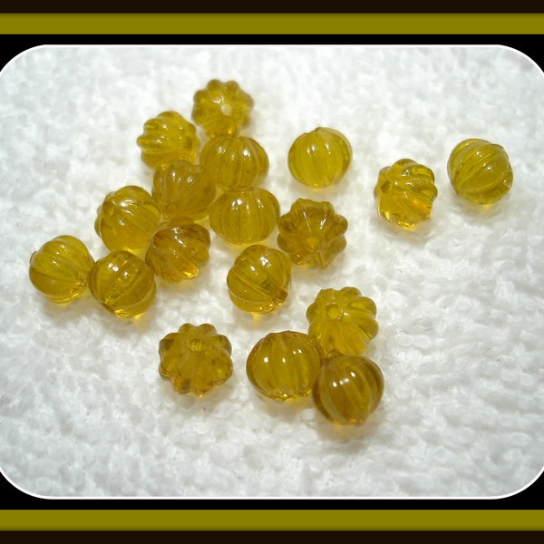 Goldenrod Handmade Glass Fluted Pumpkin 6x7mm Beads (Qty 18) - B6686