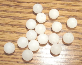 Natural White Jade Gemstone Frosted Round 8mm Beads Qty 15 - B8119