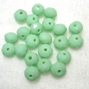 Light Lime Green Opaque Glass Faceted Rondelle 8x6mm Beads Qty 22 - B8826