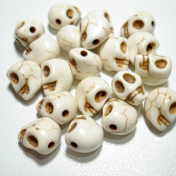 BOGO White Synthetic Howlite Skull 9mm Beads (Qty 20) - B5345