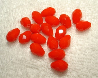 Orange Imitation Jade Faceted Teardrop 11x8mm Beads Qty 18 - B7541