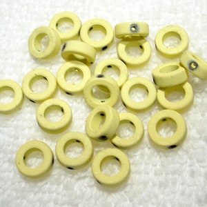 Pale Yellow Spray Painted Synthetic Hematite Flat Round Donut 8x3mm Beads Qty 22 - B7247