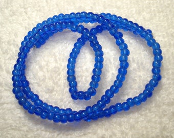 Blue Transparent Glass Round 2mm Beads Qty One Strand - B7466