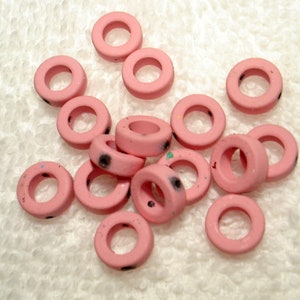 Pink Spray Painted Synthetic Hematite Flat Round Donut 8x3mm Beads Qty 15 - B7579