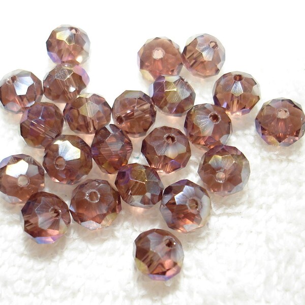 Mauve AB Electroplated Glass Faceted Rondelle Abacus 8x6mm Beads (Qty 22) - B7116