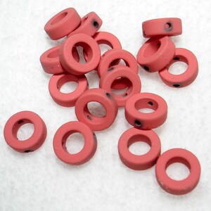 Dark Salmon Spray Painted Synthetic Hematite Flat Round Donut 8x3mm Beads Qty 16 - B8077