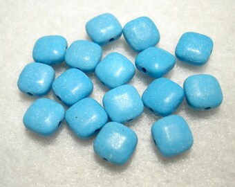 Turquoise Blue Magnesite Square 8x8mm Beads (Qty 16) - B5084