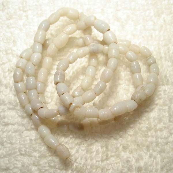 Off White Handmade Glass Irregular Tube 4x2mm Beads Qty One Strand - B7481