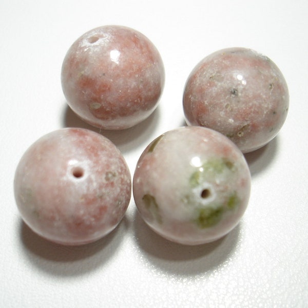 Rhodonite Round Gemstone 16mm Beads (Qty 4) - B5353