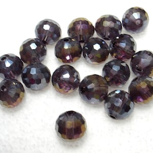 Purple Gold AB Electroplated Faceted Round Glass Disco Ball 8mm Beads Qty 18 - B8081