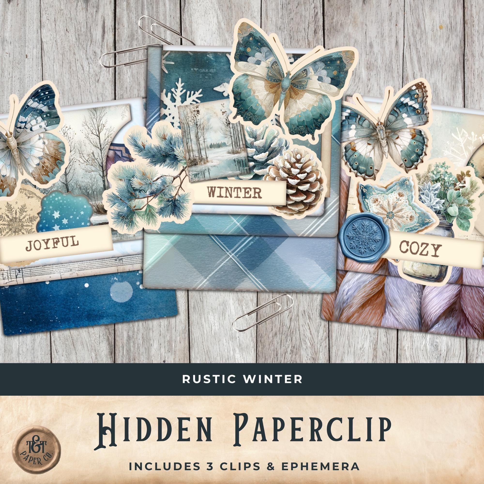 Rustic Winter Hidden Paperclips, 3 Kits, Loaded Pocket Snowy Forest ...