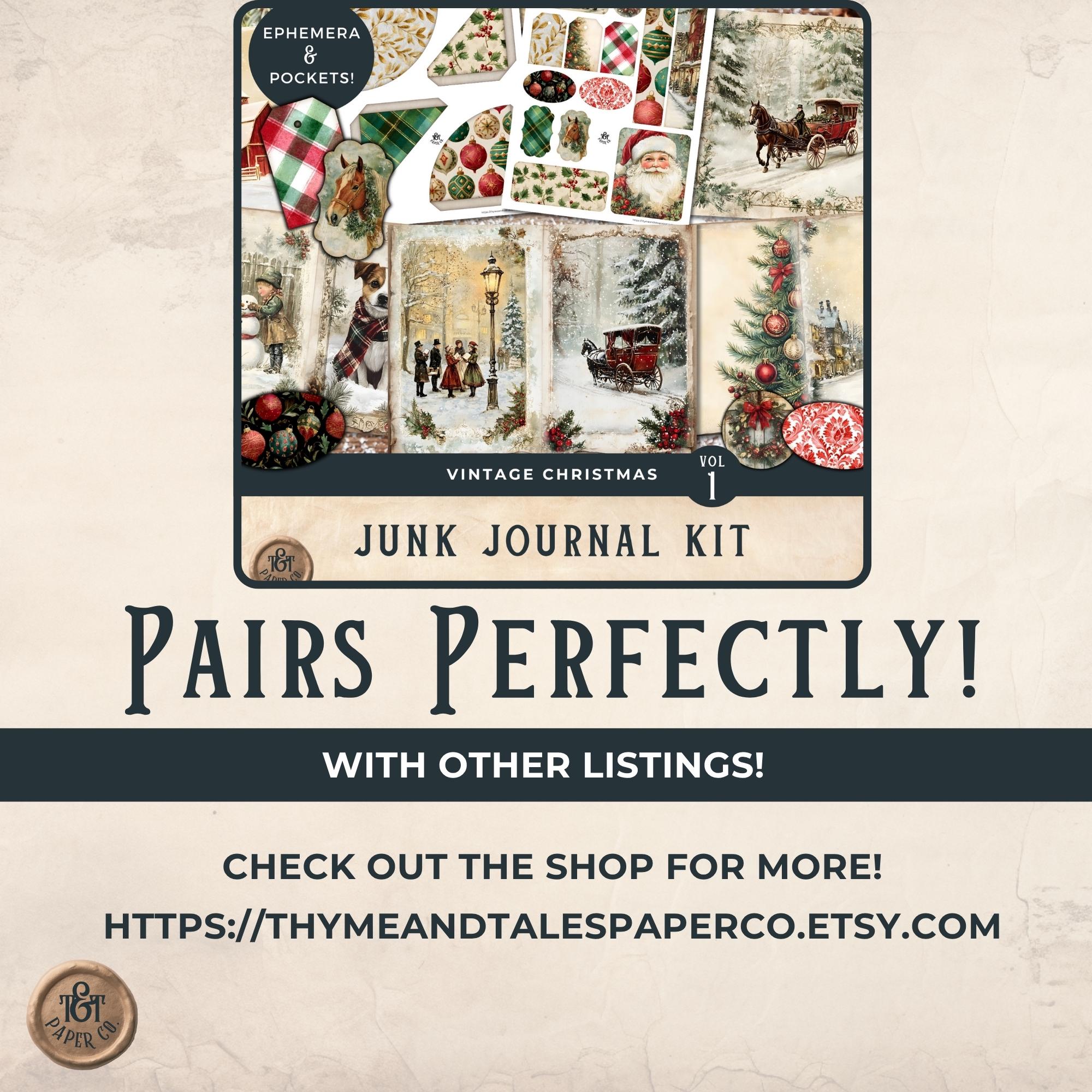 Vintage Christmas Folio Junk Journal - Loaded Pocket Classic Christmas ...