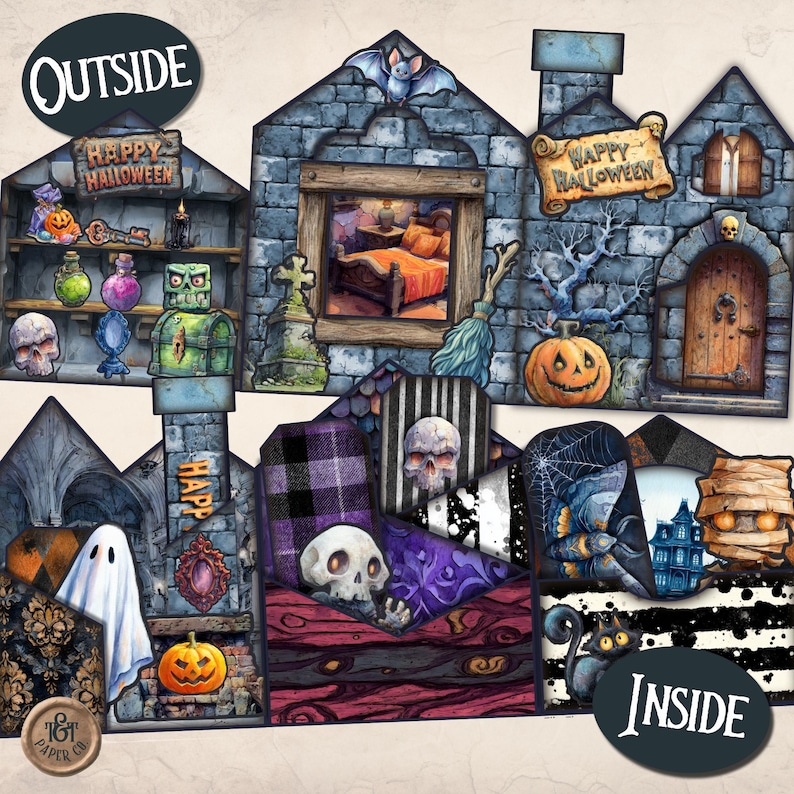 Halloween Folio - Deluxe Interactive Junk Journal Haunted House Folio ...