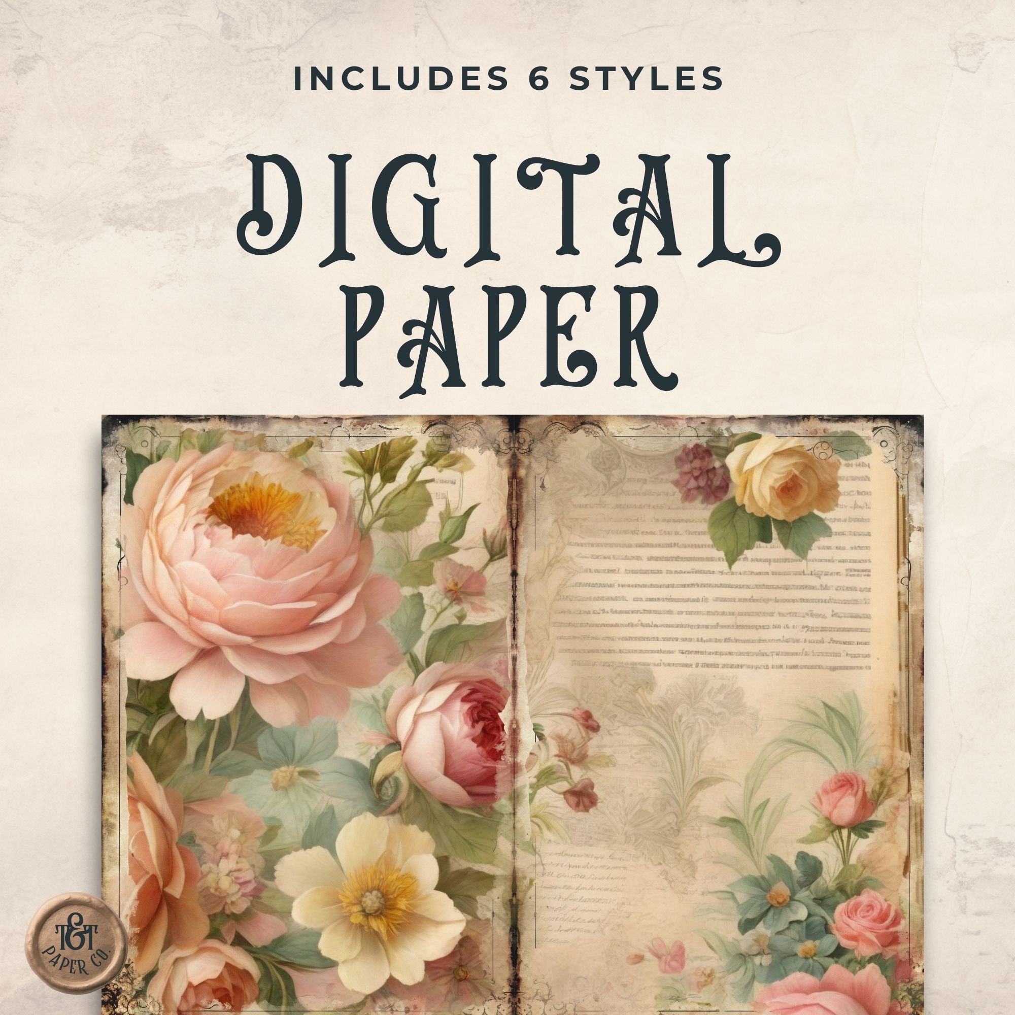 Nature Junk Journal Shabby Chic Digital Paper Garden Floral, 6 ...