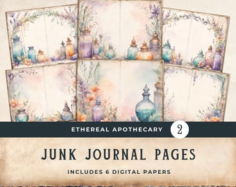 Apothecary Junk Journal Pages Herbal Grimoire Victorian Apothecary Journal Potions Garden Nature Printable Digital Scrapbook - vol2 11x8.5