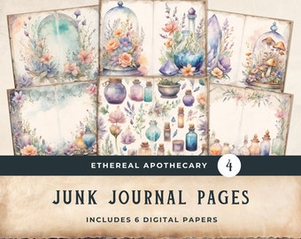 Apothecary Junk Journal Pages Herbal Grimoire Victorian Apothecary Journal Potions Garden Nature Printable Digital Scrapbook - vol4 11x8.5