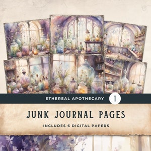 Apothecary Junk Journal Pages Herbal Grimoire Victorian Apothecary Journal Potions Garden Nature Printable Digital Scrapbook - vol1 11x8.5