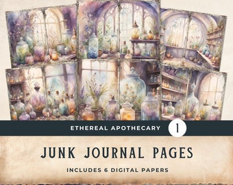 Apothecary Junk Journal Pages Herbal Grimoire Victorian Apothecary Journal Potions Garden Nature Printable Digital Scrapbook - vol1 11x8.5