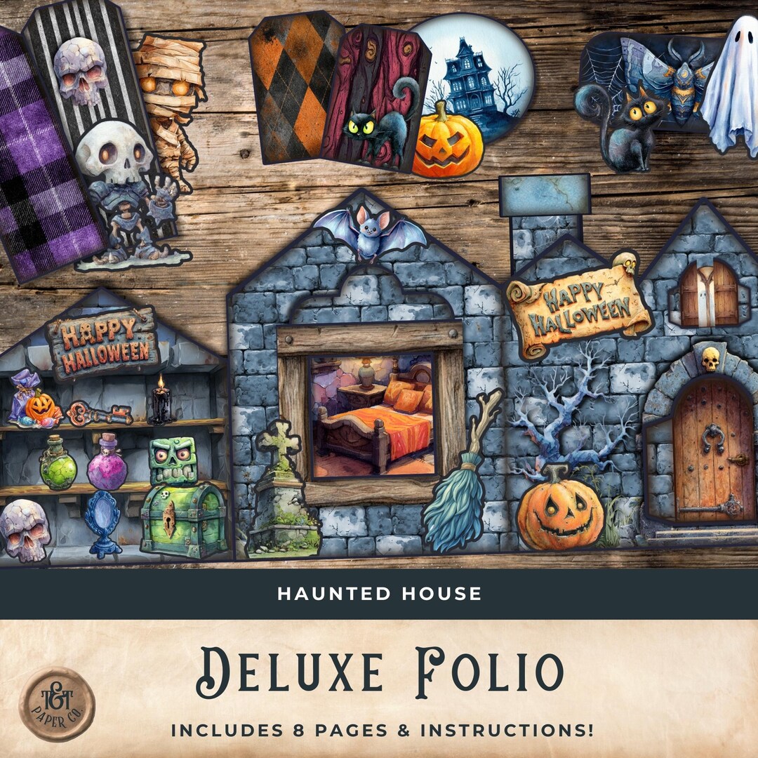 Halloween Folio - Deluxe Interactive Junk Journal Haunted House Folio ...